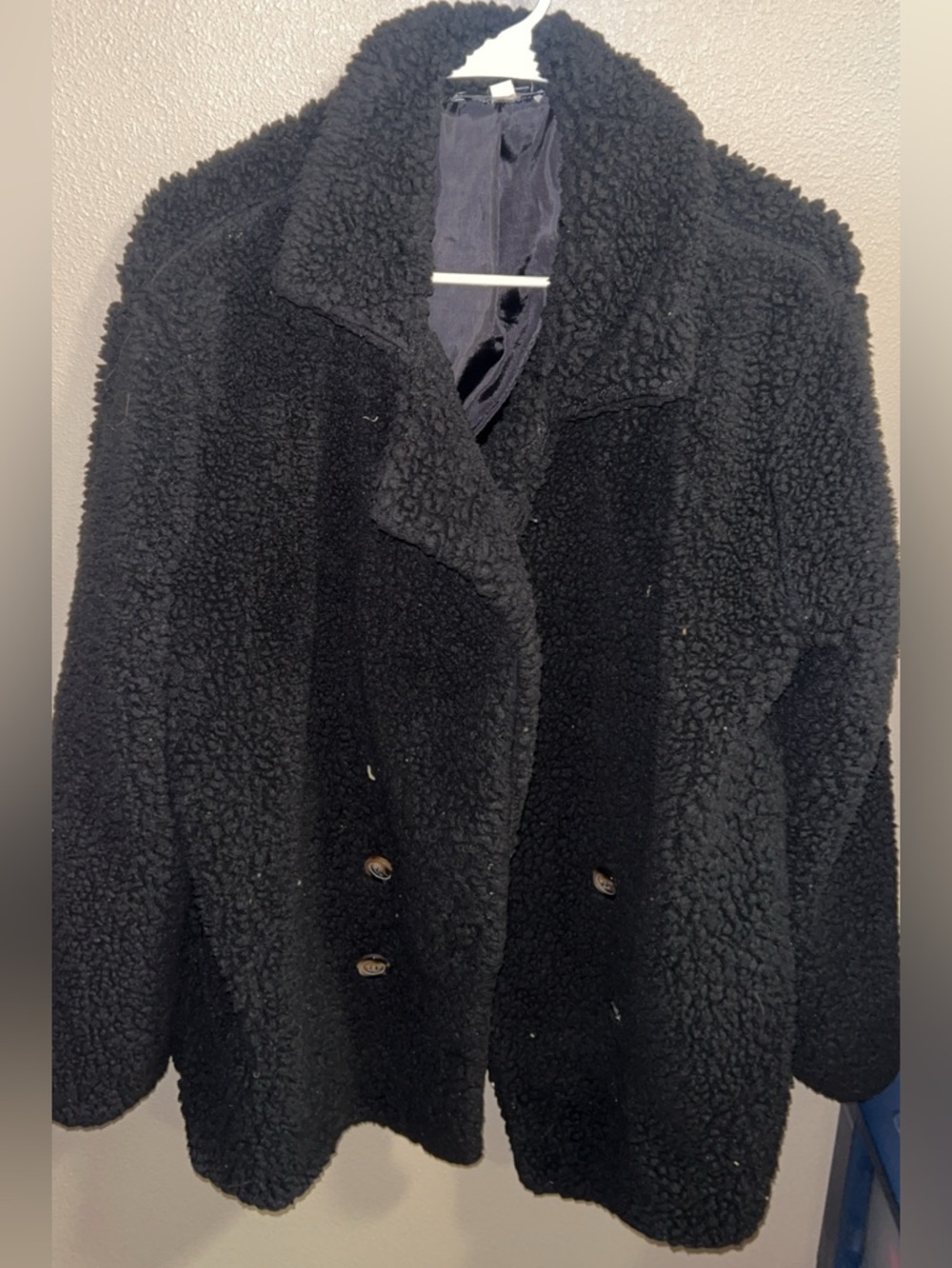 Black Teddy Sherpa Jacket - Classic Plush Coat